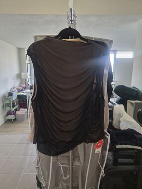 Cider Black Sheer Lace Up Ruched Tank Top
